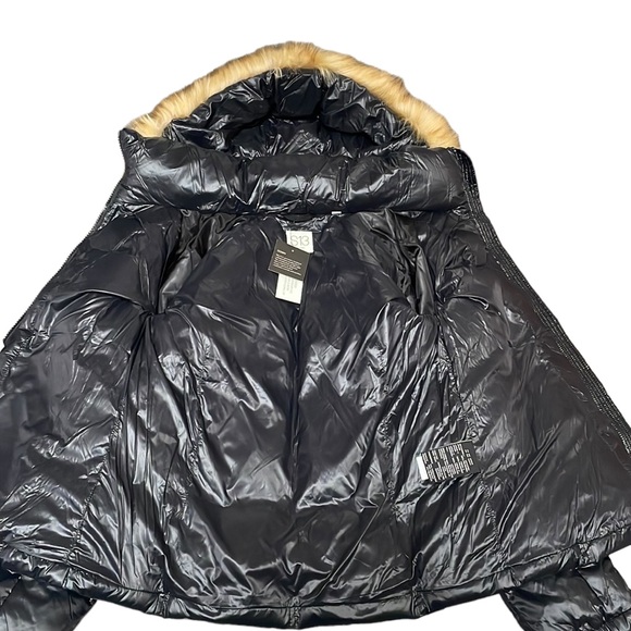 S13 New York - Faux-Fur Glossy Down Puffer Jacket Coat - Picture 3 of 5